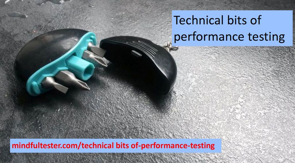 Bits in an opened case. Showing texts “Technical bits of performance testing” and “mindfultester.com/technical-bits-of-perforrnance-testing”!